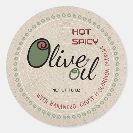 Boerenmarkt Hot & Spicy Olijfolie Extra Virgin Ronde Sticker (Voorkant)