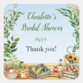 Boerenmarkt, Komend van de Markt Bruidsmeisjesfees Vierkante Sticker (Voorkant)