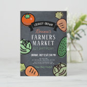 Boerenmarkt Krijtbord 1e Verjaardagsuitnodiging Kaart (Staand voorkant)