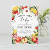 Boerenmarkt lokaal gegroeid 1e verjaardag kaart (Staand voorkant)