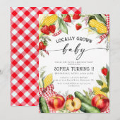 Boerenmarkt lokaal gegroeid 1e verjaardag kaart (Voorkant / Achterkant)