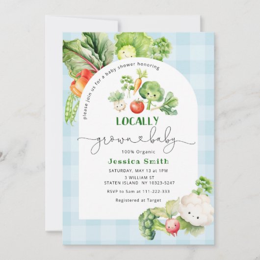 Boerenmarkt Lokaal geteeld baby shower Kaart (Voorkant)