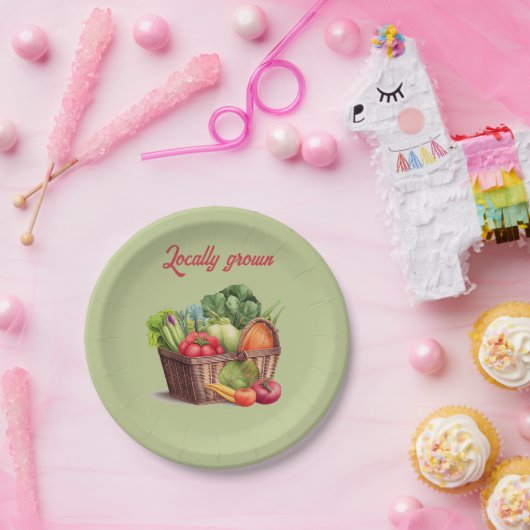 Boerenmarkt lokaal geteeld Baby shower Papieren Bordje (Feest)