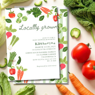 Boerenmarkt lokaal geteelde groene baby shower kaart