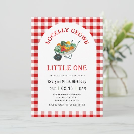 Boerenmarkt Lokale 1e Verjaardagsfeestje Kaart (Staand voorkant)