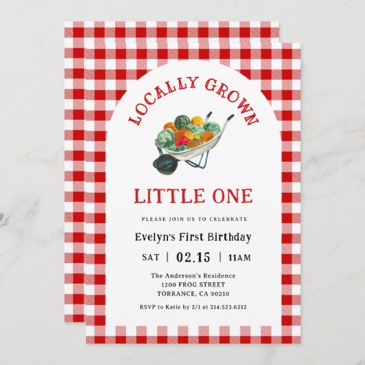 Boerenmarkt Lokale 1e Verjaardagsfeestje Kaart (Voorkant / Achterkant)