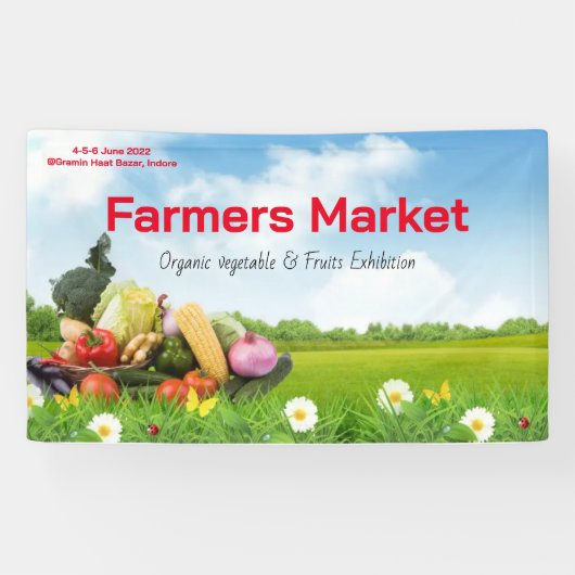 Boerenmarkt producten waterverf boerderij vers kle spandoek (Horizontaal)