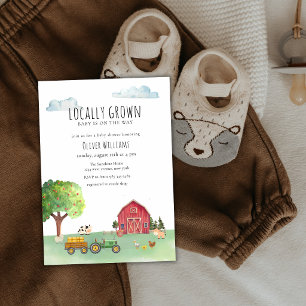 Boerenmarkt Rode Schuur Tractor Baby Shower Kaart