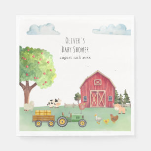 Boerenmarkt Rode Schuur Tractor Baby Shower Servet