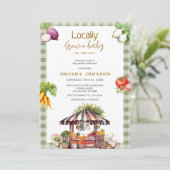 Boerenmarkt stand lokaal geteeld Baby shower Kaart (Staand voorkant)
