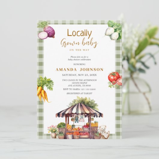 Boerenmarkt stand lokaal geteeld Baby shower Kaart (Staand voorkant)