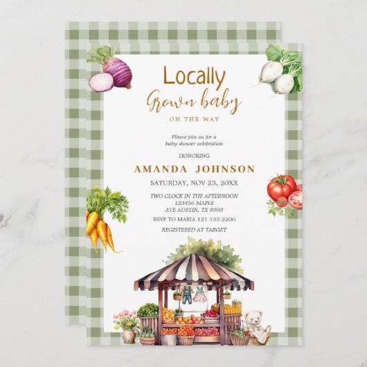 Boerenmarkt stand lokaal geteeld Baby shower Kaart (Voorkant / Achterkant)