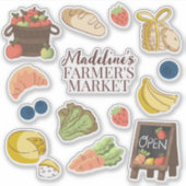 Boerenmarkt verjaardag kinder partij gunst sticker (Voorkant)