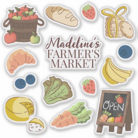 Boerenmarkt verjaardag kinder partij gunst sticker (Voorkant)