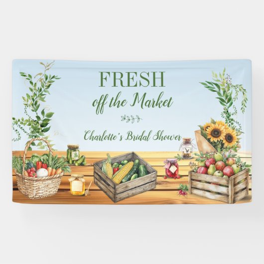 Boerenmarkt, Vers van de Markt Bruiloft Feest Spandoek (Horizontaal)