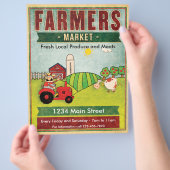 Boerenmarkt voor verse producten en vleesbrochure flyer (Hand)