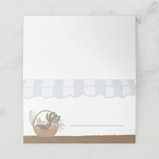 boerenmarkt vult plaatskaart in plaatskaartje (Buitenkant ongevouwen)