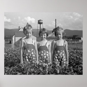 Boerenmeisjes, 1939. Oude foto Poster