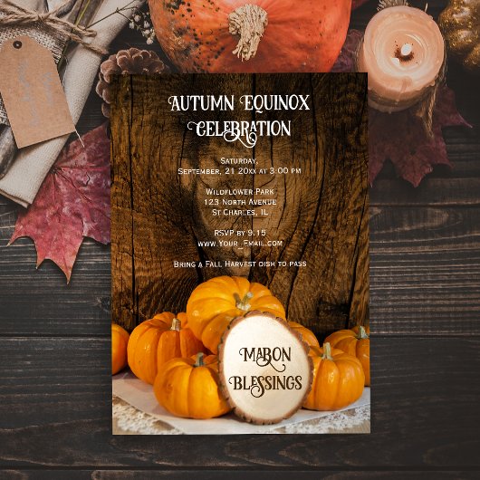 Boerenoranje Pompoenen Herfst Equinox Feestdag Kaart