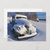 Boerenpick-uptruck bedekt met sneeuw feestdagenkaart (Voorkant / Achterkant)