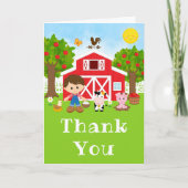 Boerenrood verjaardagsfeest bruin haar jongen bedankkaart (Voorkant)