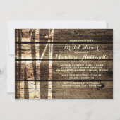 Boerenschuur Hout Berkenbomen Winter Bruidsuitnodi Kaart (Voorkant)