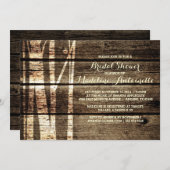 Boerenschuur Hout Berkenbomen Winter Bruidsuitnodi Kaart (Voorkant / Achterkant)