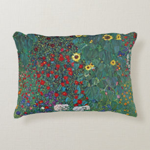 Boerentuin met zonnebloem door Klimt, Vintage Bloe Accent Kussen