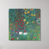 Boerentuin met zonnebloem door Klimt, Vintage Bloe Canvas Afdruk (Voorkant)