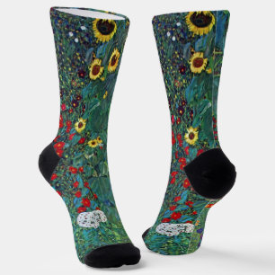 Boerentuin met zonnebloem door Klimt, Vintage Bloe Sokken