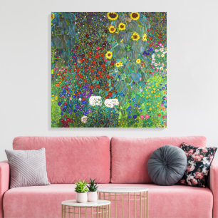 Boerentuin met zonnebloemen Gustav Klimt Canvas Afdruk