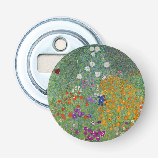 Boerentuin, Olie Schilderij, Gustav Klimt Button Flesopener (Voorkant)