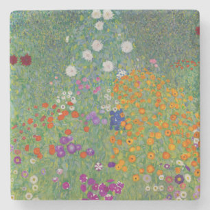 Boerentuin, Olieverfschilderij, Gustav Klimt Stenen Onderzetter