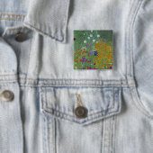 Boerentuin, Olieverfschilderij, Gustav Klimt Vierkante Button 5,1 Cm (In situ)