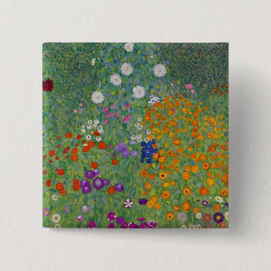 Boerentuin, Olieverfschilderij, Gustav Klimt Vierkante Button 5,1 Cm (Voorkant)