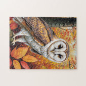 Boerenuil in het herfstbos legpuzzel (Horizontaal)