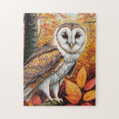 Boerenuil in het herfstbos legpuzzel (Verticaal)