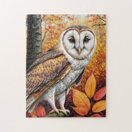 Boerenuil in het herfstbos legpuzzel