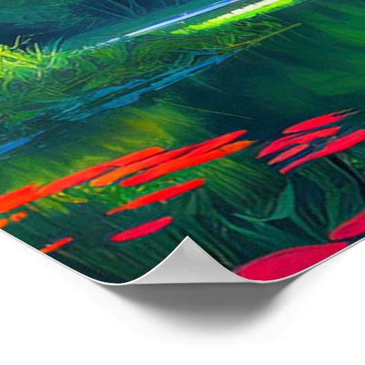 Boerenvijver temidden van het prachtige bos poster (Hoek)