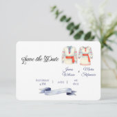 Boerenvrijwedding Roemeense traditionele volkscost Save The Date (Staand voorkant)