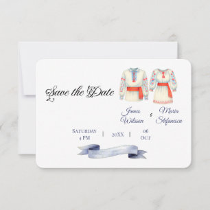 Boerenvrijwedding Roemeense traditionele volkscost Save The Date
