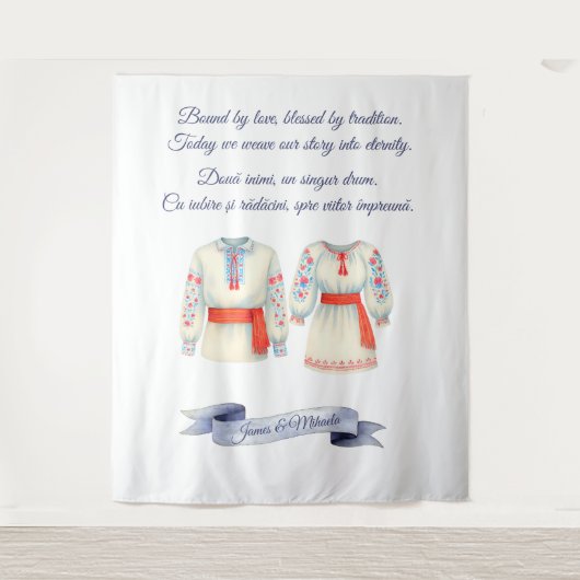 Boerenvrijweddingstradities Roemeense volkskostuum Wandkleed (Voorkant)