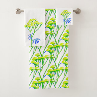 Boerenwormkruid op een badkamer handdoekenset bad handdoek