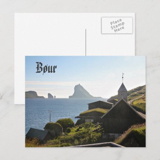 Boerese dorp Bøur: Briefkaart (Voorkant / Achterkant)