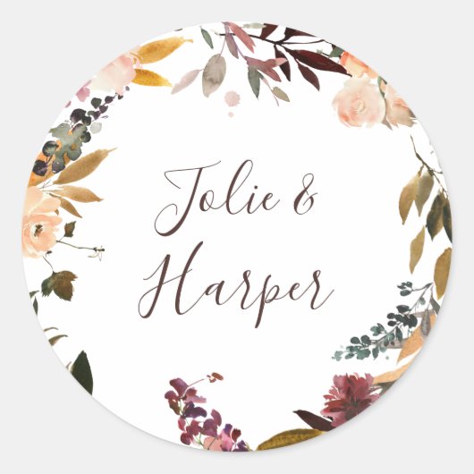 Boergisch Oranje Floral Wedding Envelope-zegel Ronde Sticker (Voorkant)