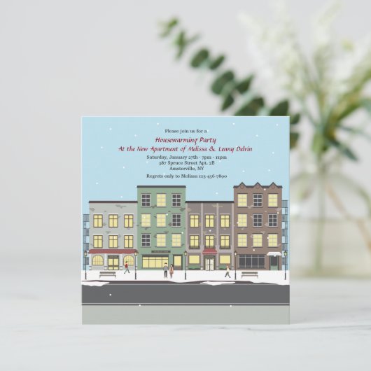 Boerijen in de uitnodiging van de City Housewarmin (Staand voorkant)