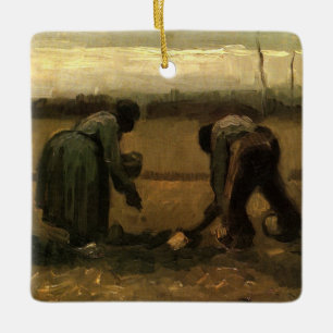 Boerin aardappels plantend door Vincent van Gogh Keramisch Ornament