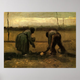 Boerin aardappels plantend door Vincent van Gogh Poster