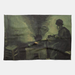 Boerin bij de haard door Vincent van Gogh Theedoek