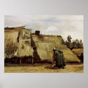 Boerin die een huis graaft door Vincent van Gogh Poster
